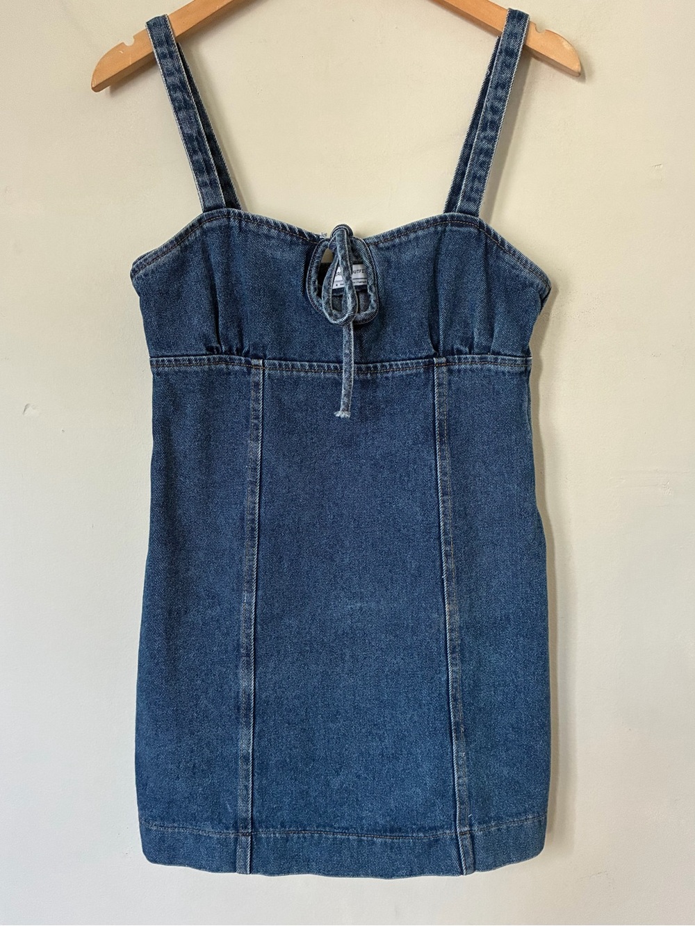 Urban Outfitters Denim Mini Dress Medium Wash Tie Front Size 4